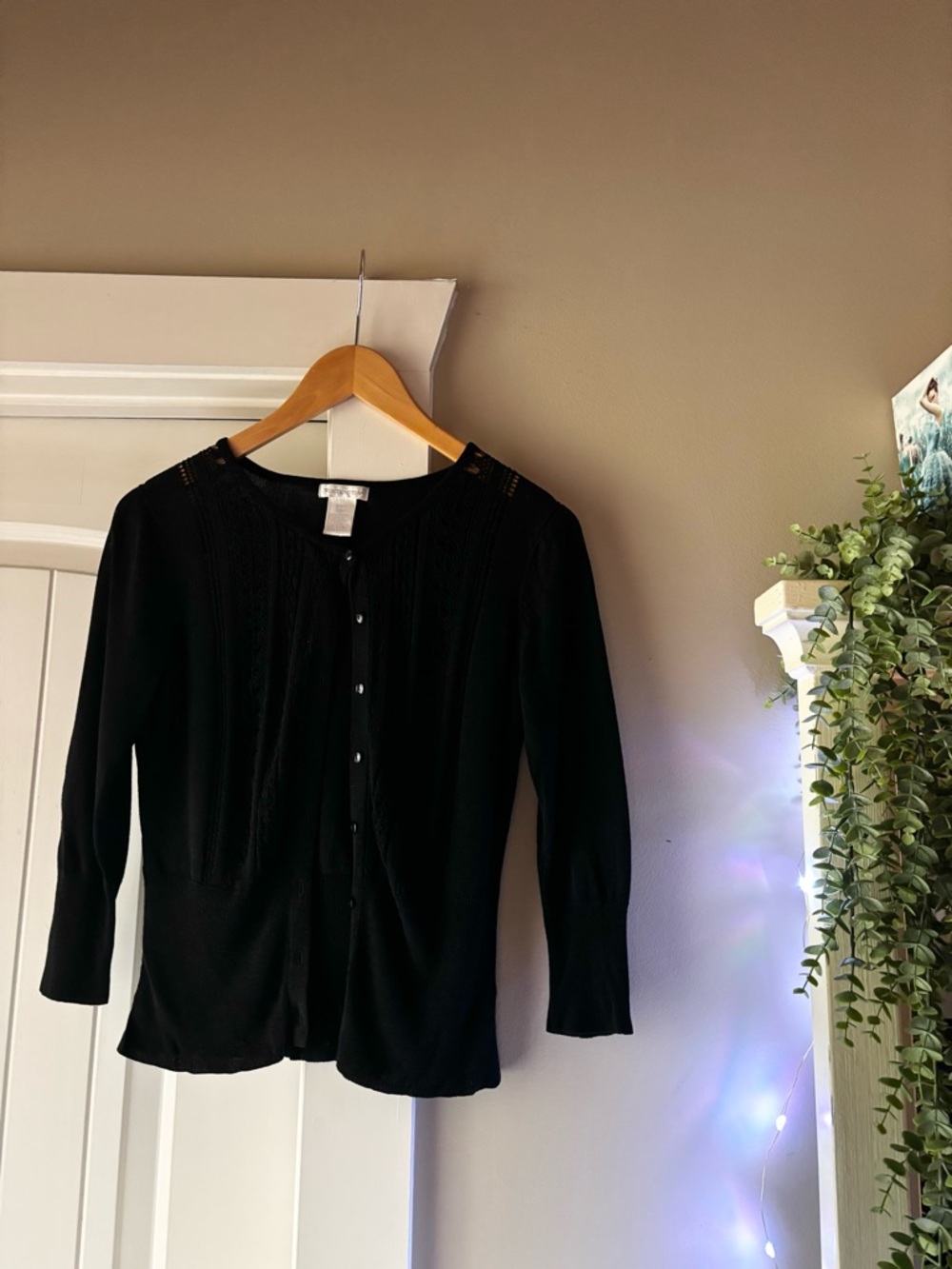 Worthington Black Knit Button Cardigan
